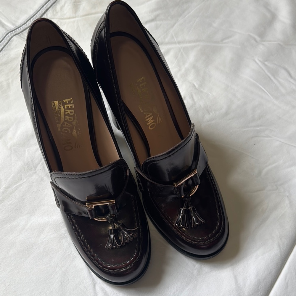 Salvatore Ferragamo Brown Leather Loafers Flats